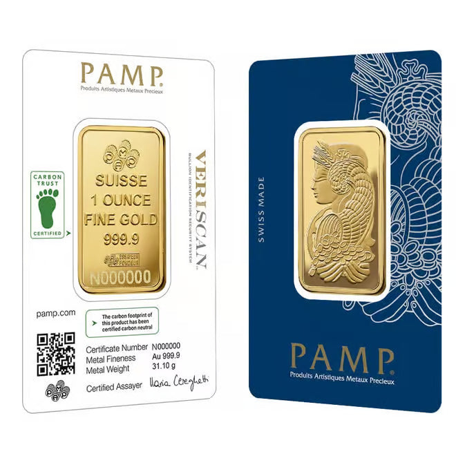 1 oz Gold Bar PAMP Suisse Lady Fortuna (in Assay)